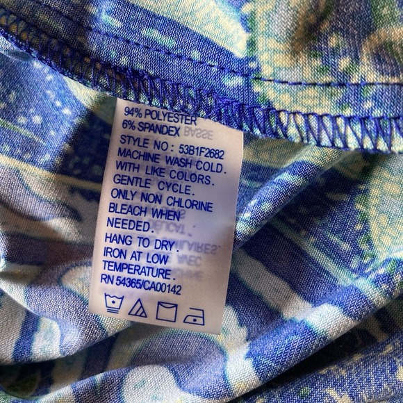 Nygard Button Front Roll Tap Sleeve Tie Front Blue Green &‎ Paisley Petite Small - Picture 10 of 10